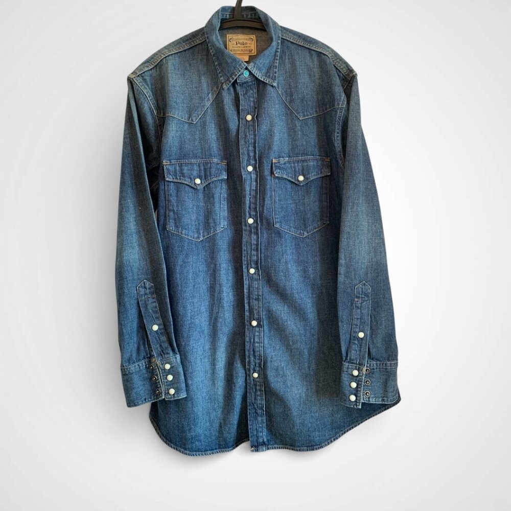 Polo Ralph Lauren denim snap front western style shirt, Size M